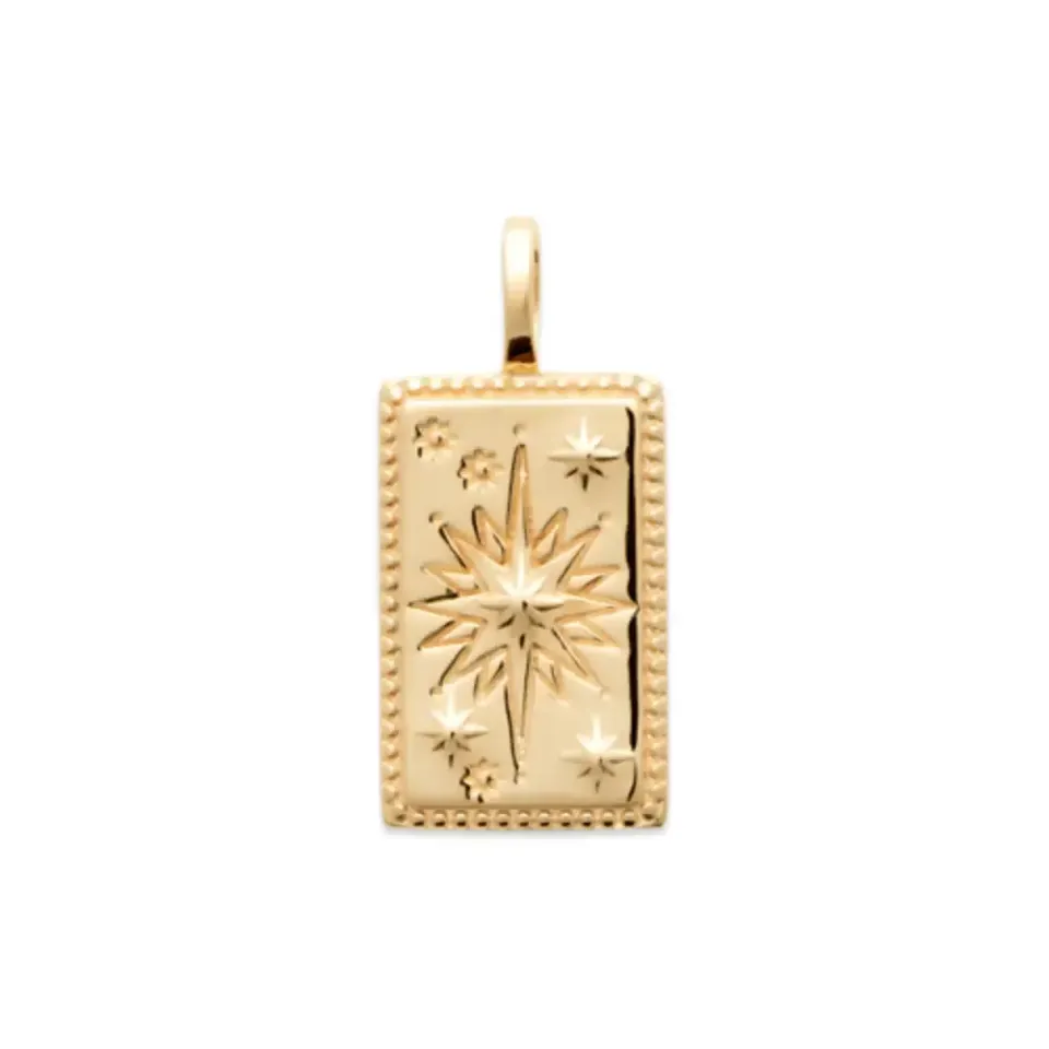 Oriana France pendentif médaillon étoile plaqué or doré