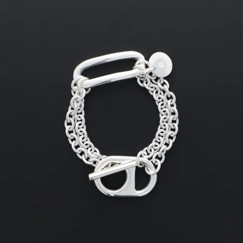 Secret de Cuir N°1017 bracelet chaîne rectangle plaqué argent