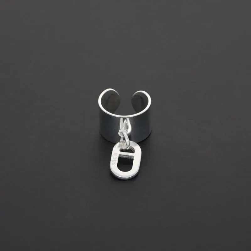 Secret de Cuir N°718 bague ovale plat réglable argenté