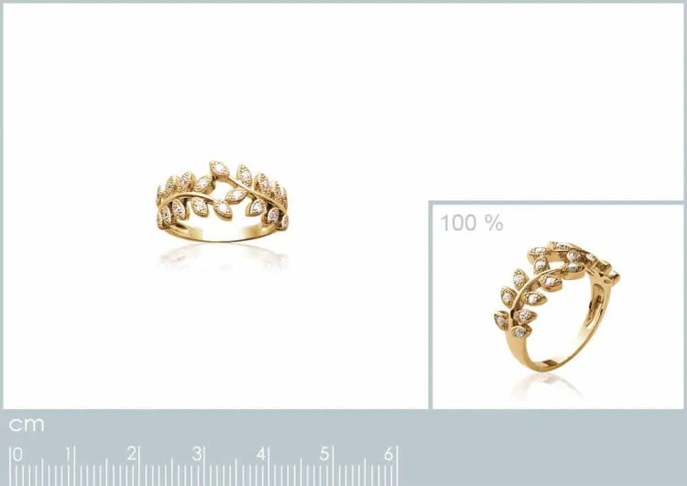 Oriana France laurier bague plaqué or zircones hypoallergénique