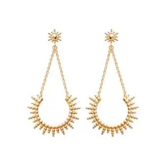 Oriana France boucles pendantes soleil plaqué or