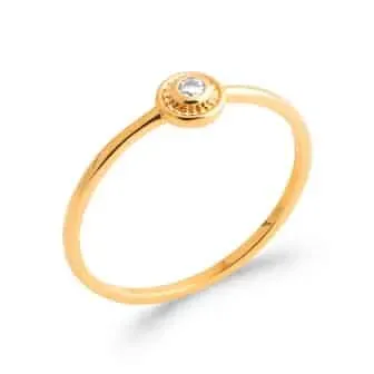 Oriana France Solitaire bague plaqué or zircon blanc