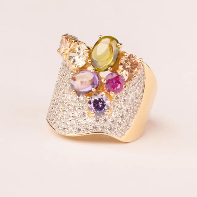 Ultima Edizione Fascia Pavé bague grappe multicolore