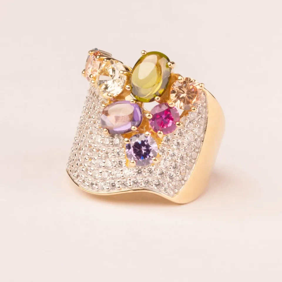 Ultima Edizione Fascia Pavé bague grappe multicolore