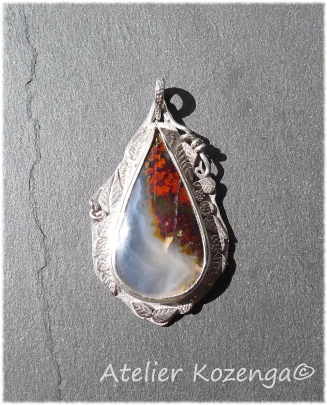 L'Atelier Kozenga Kohara pendentif argent calcédoine