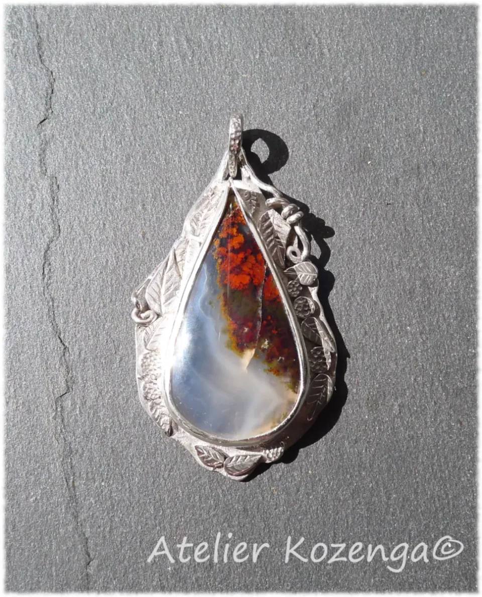 L'Atelier Kozenga Kohara pendentif argent calcédoine