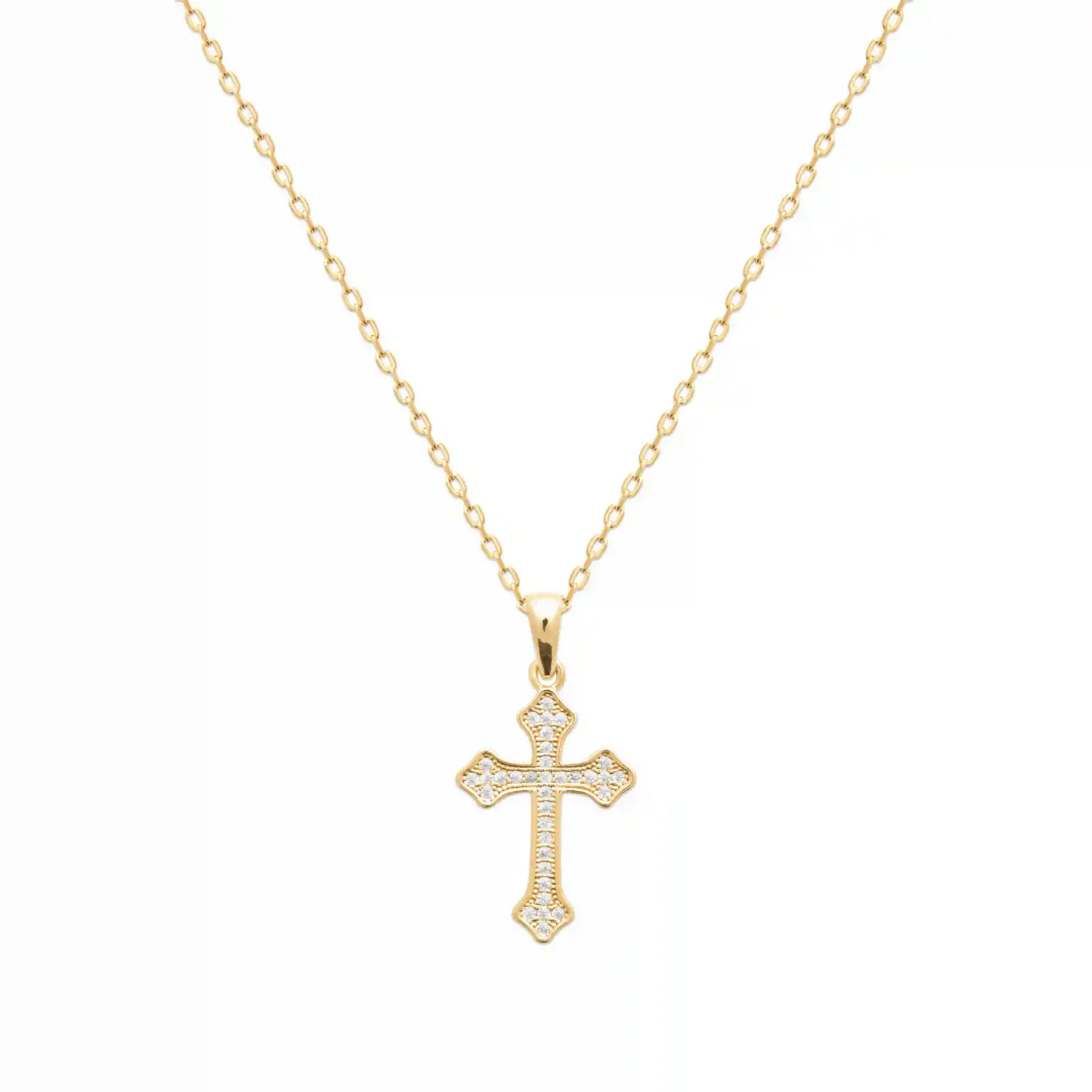 Oriana France Croix pendentif plaqué or pierres