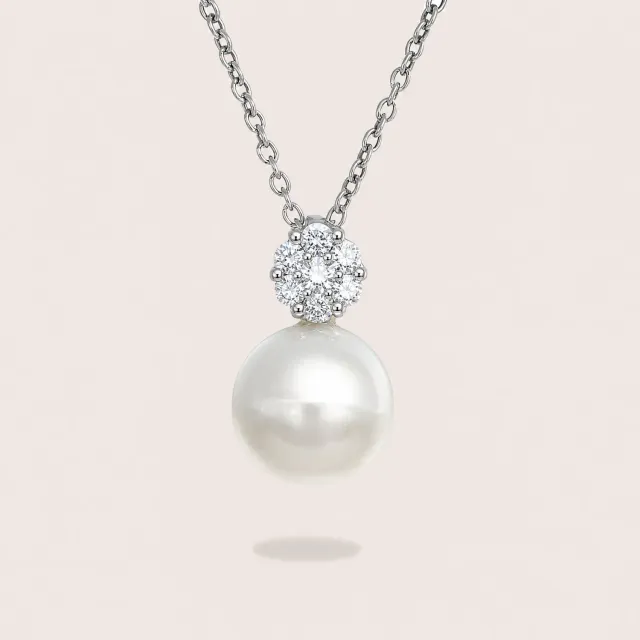 ULTIMA EDIZIONE Fiore zirconi collier perle 10 mm