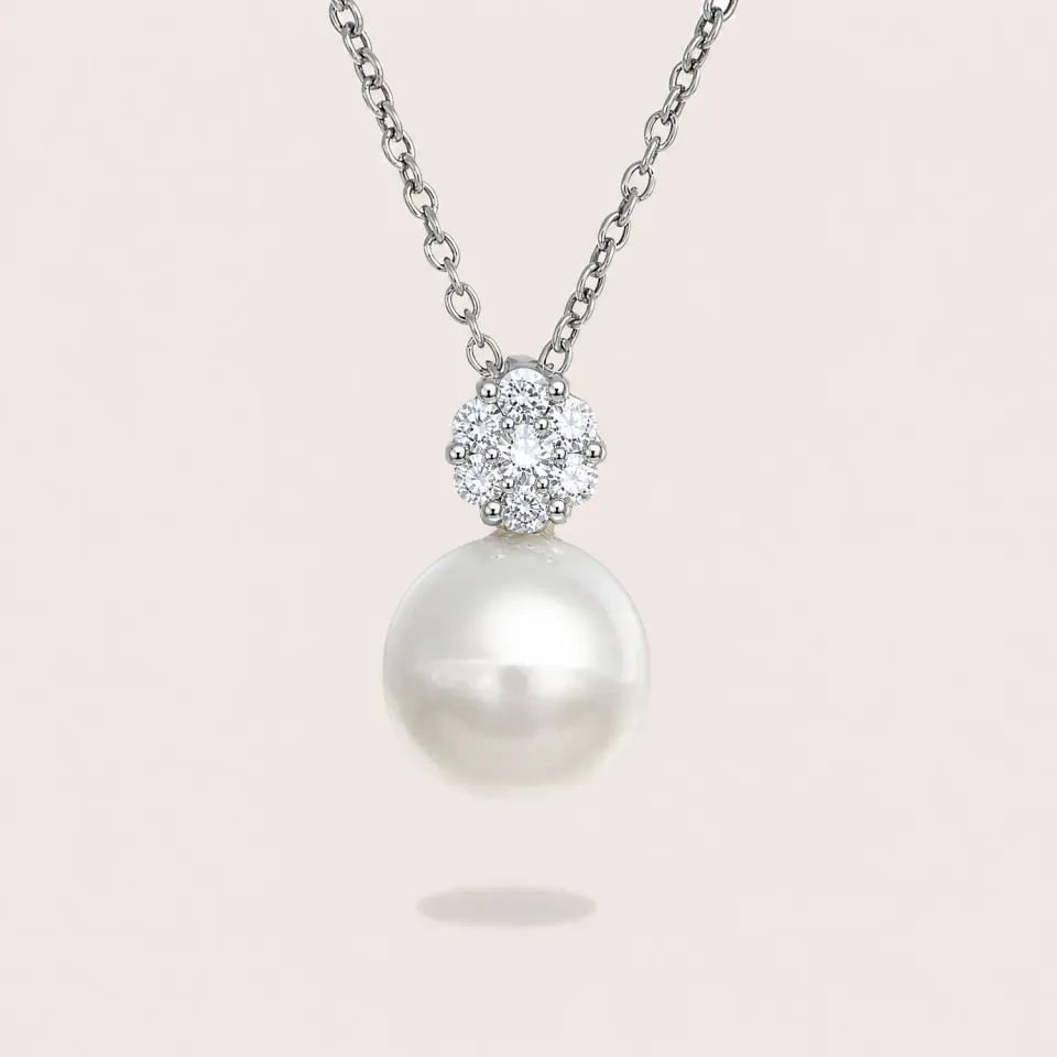ULTIMA EDIZIONE Fiore zirconi collier perle 10 mm