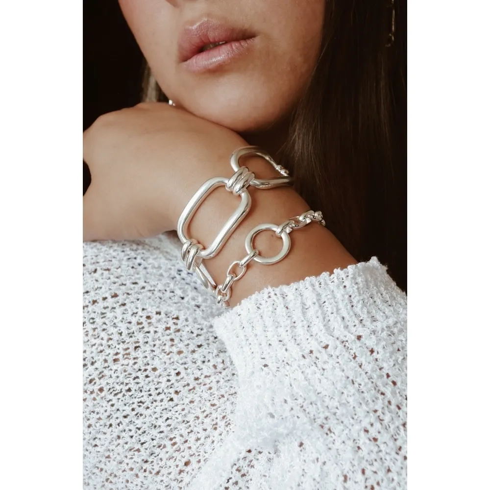 Secret de Cuir N°1210 bracelet argent plaqué 3 incurvés