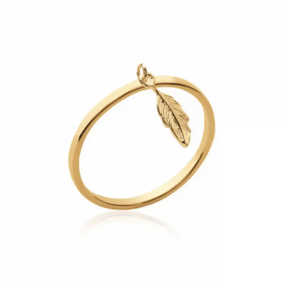 Oriana France bague breloque plume plaqué or hypoallergénique