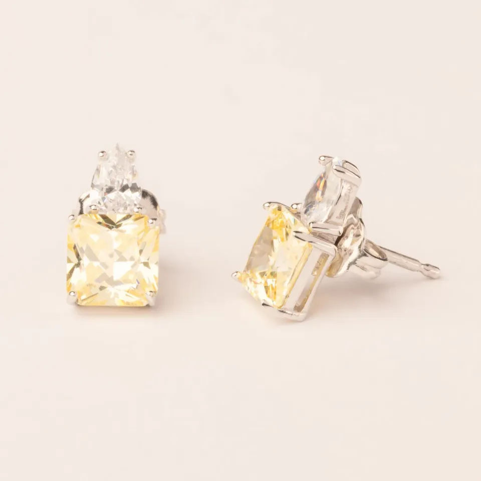 Ultima Edizione Drops boucles doreilles pierre carrée colorée