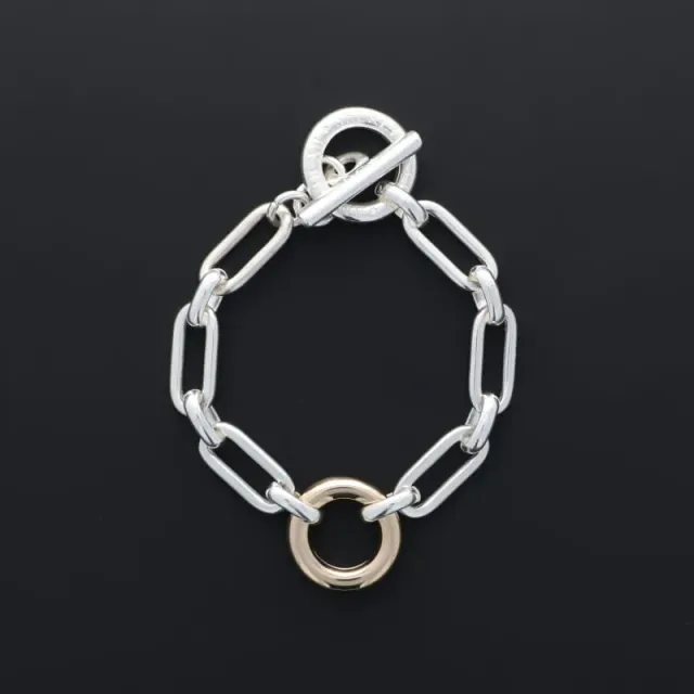 Secret de Cuir N°356 bracelet maille ovale bouée dorée