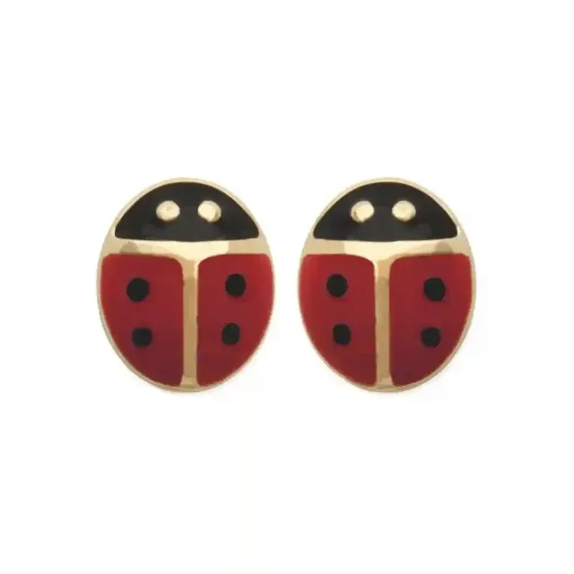 Oriana France puces coccinelle plaqué or émail rouge