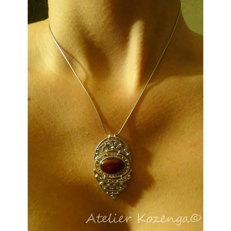 L'Atelier Kozenga Daravaja pendentif argent cornaline