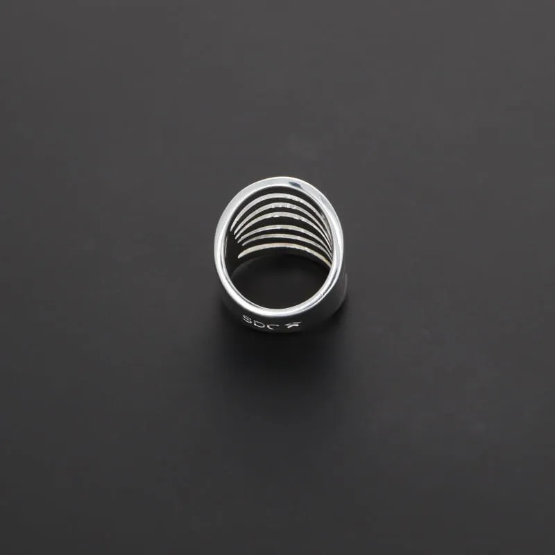 Secret de Cuir N°1306 bague 7 stries plaqué argent