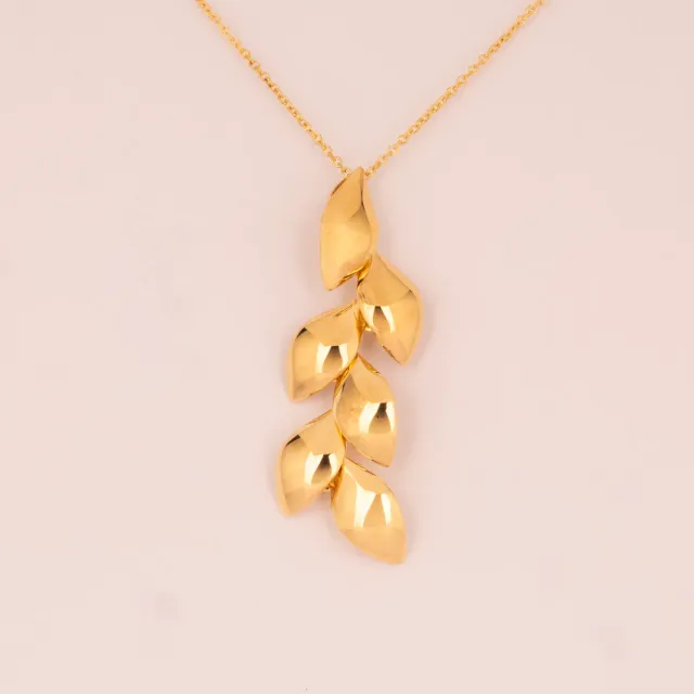 Ultima Edizione feuilles collier pendant doré