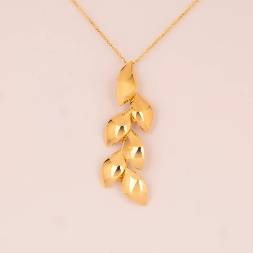 Ultima Edizione feuilles collier pendant doré