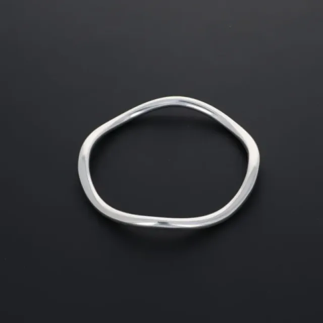 Secret de Cuir N°1612 Jonc Ondulé Bracelet Plaqué Argent