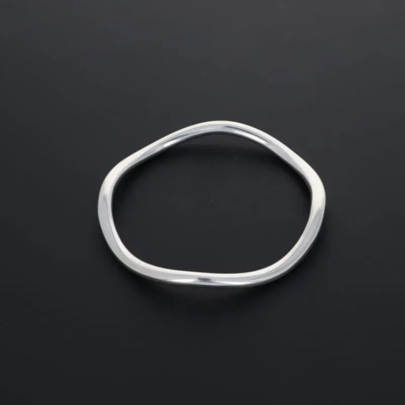 Secret de Cuir N°1612 Jonc Ondulé Bracelet Plaqué Argent