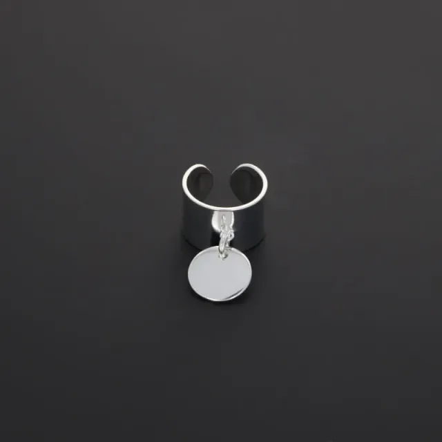 Secret de Cuir N°15 bague pastille réglable argent