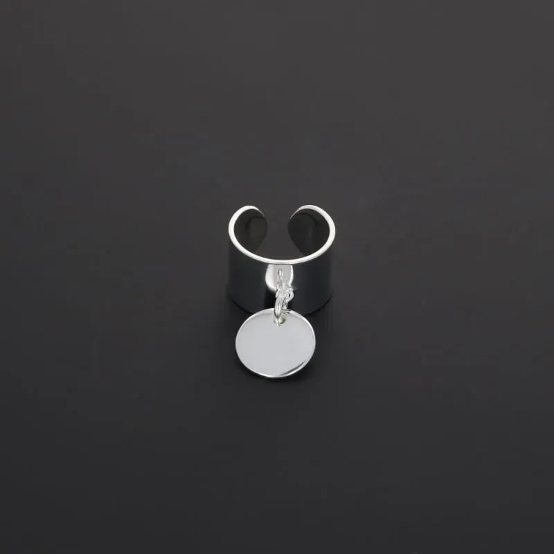 Secret de Cuir N°15 bague pastille réglable argent