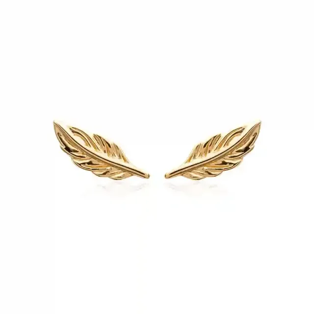 Oriana France petite plume clous d'oreilles plaqué or