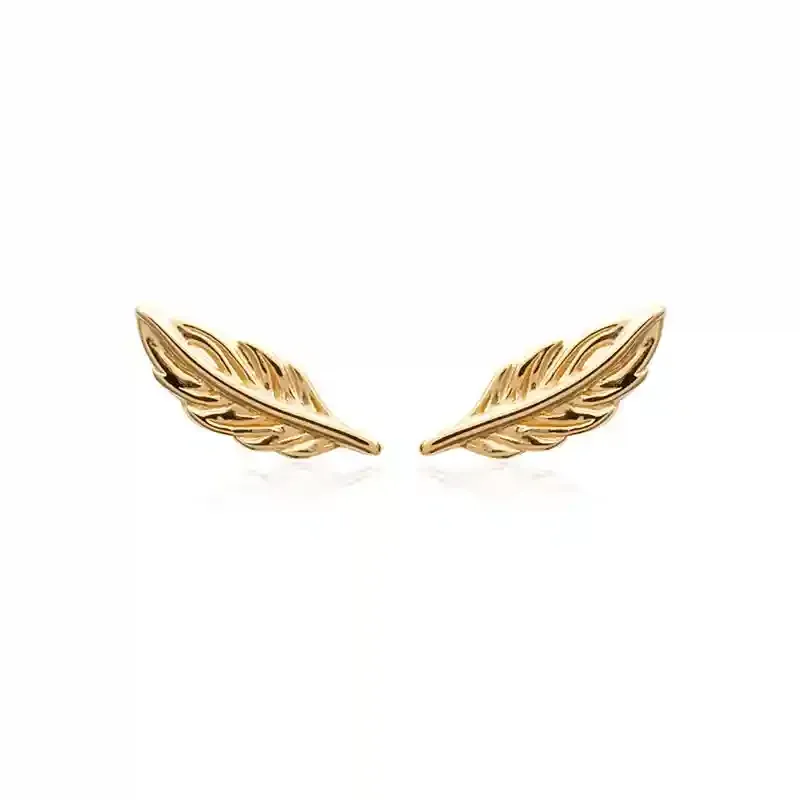 Oriana France petite plume clous d'oreilles plaqué or