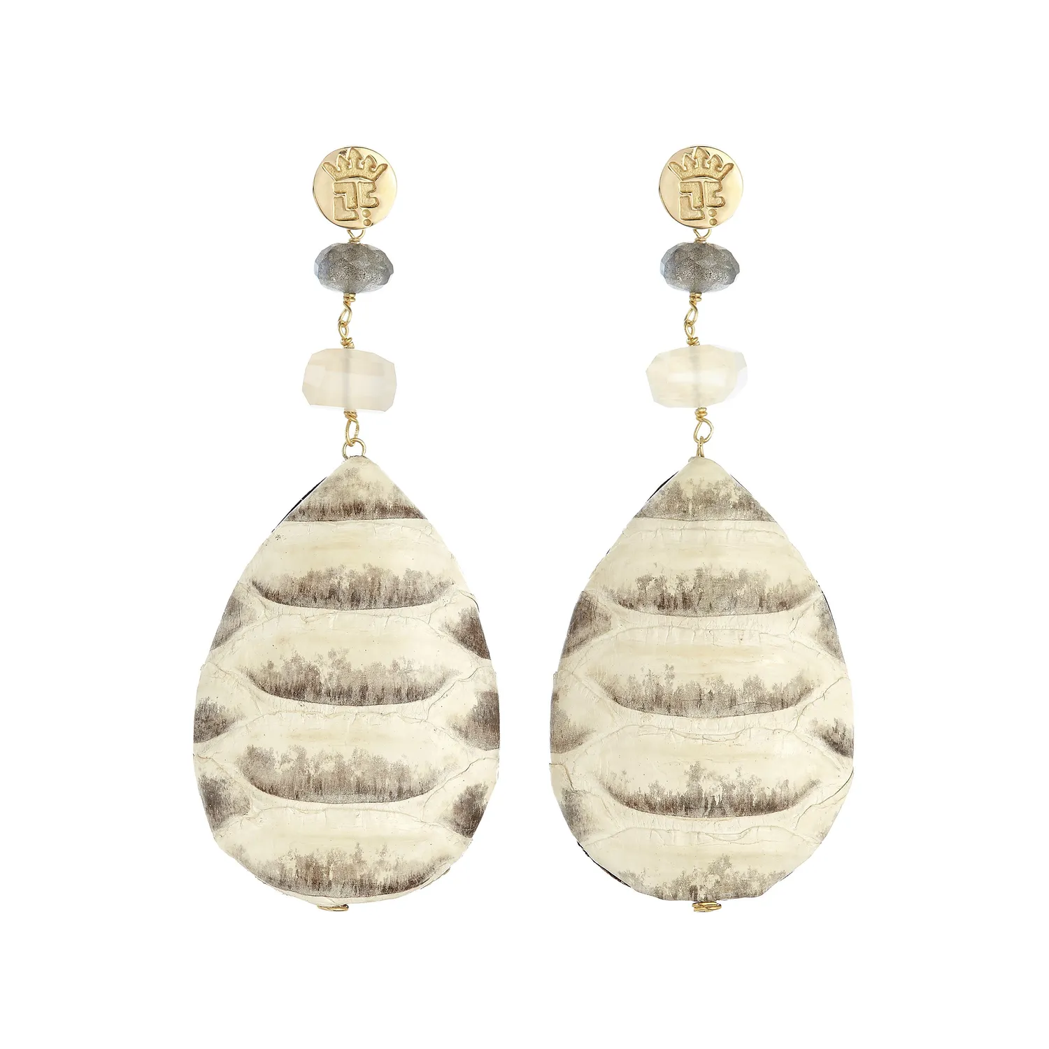 Lorella Tamberi Canal Tassel boucles python labradorite 8,5cm