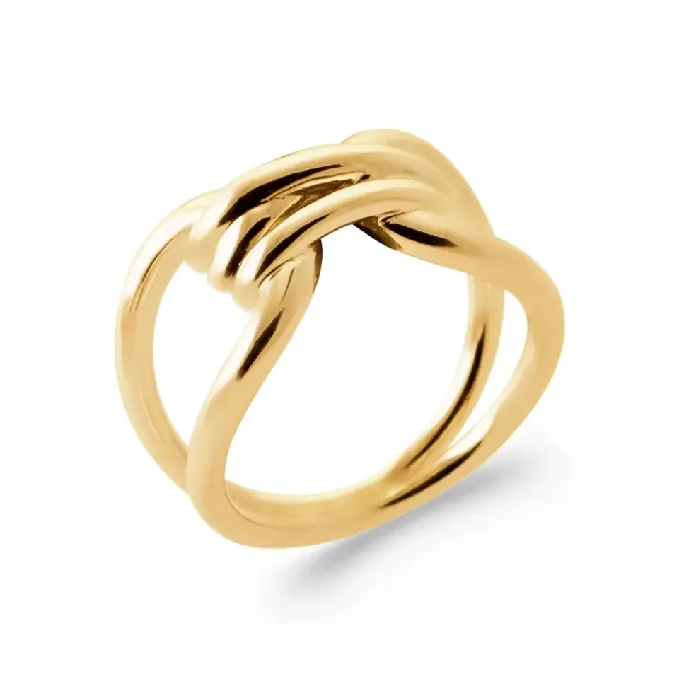 Oriana France bague bobine entrelacée bague plaqué or lisse