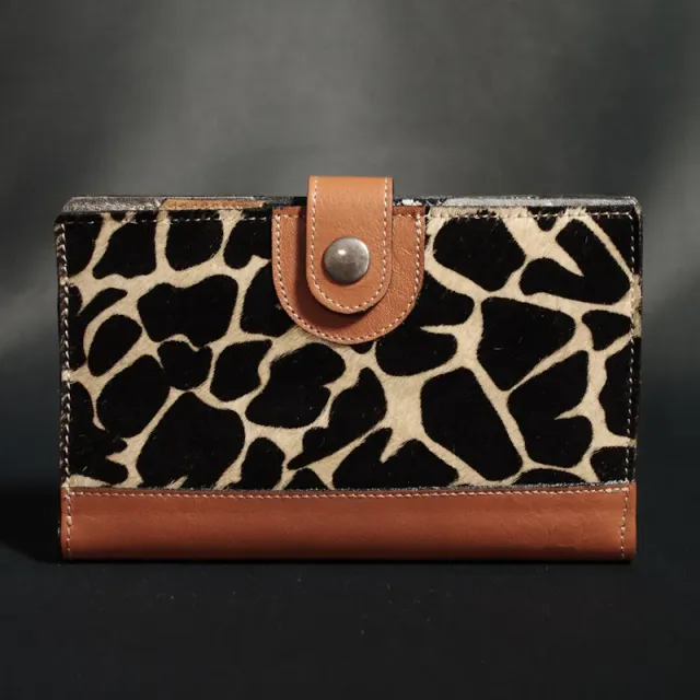 Secret de Cuir portefeuille PM bouton girafe cuir vache