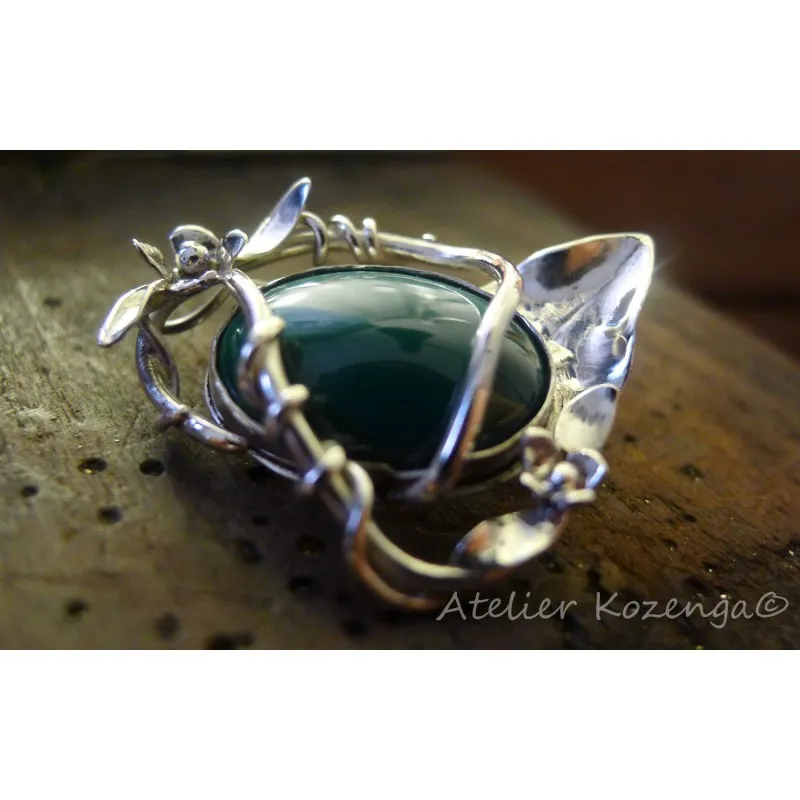 L'Atelier Kozenga Alawen broche argent malachite