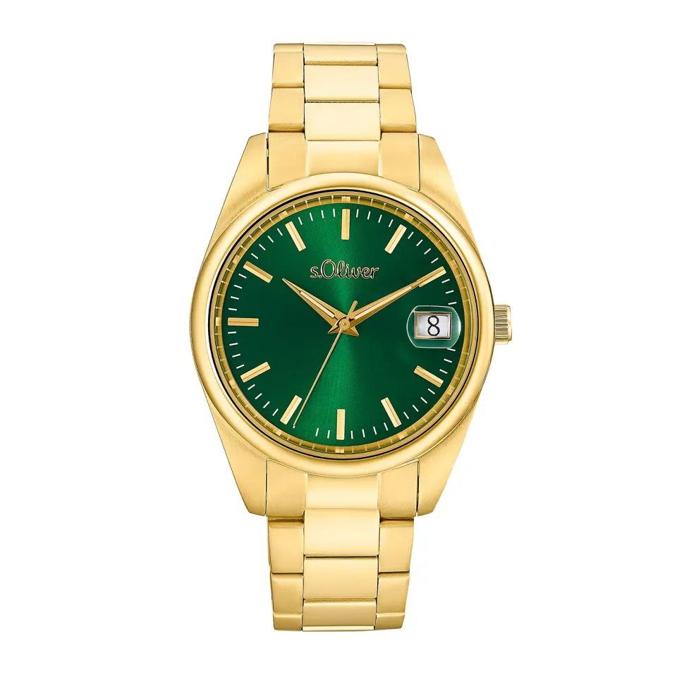 s.Oliver Montre homme acier doré cadran vert quartz