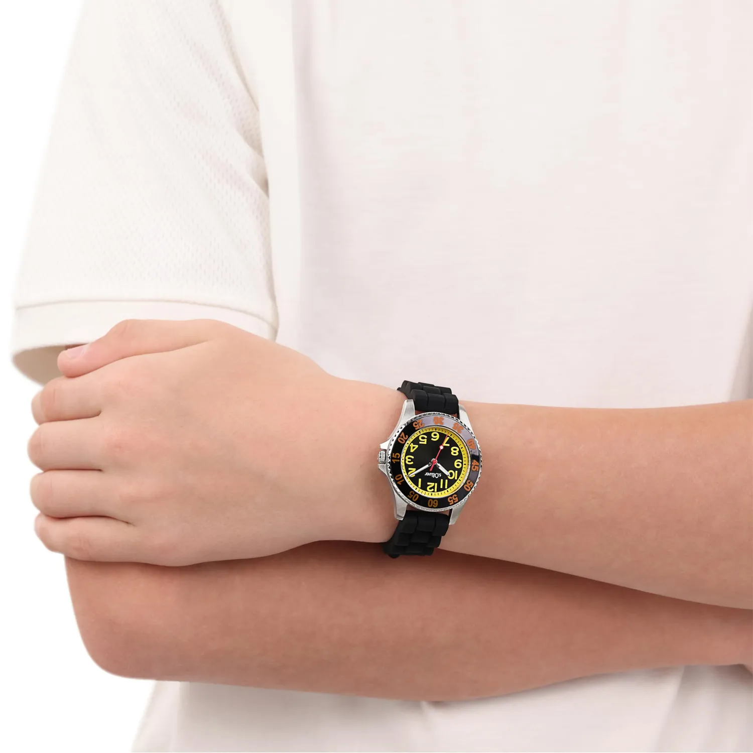 s.Oliver Montre Enfant Quartz Silicone Noir Étanche