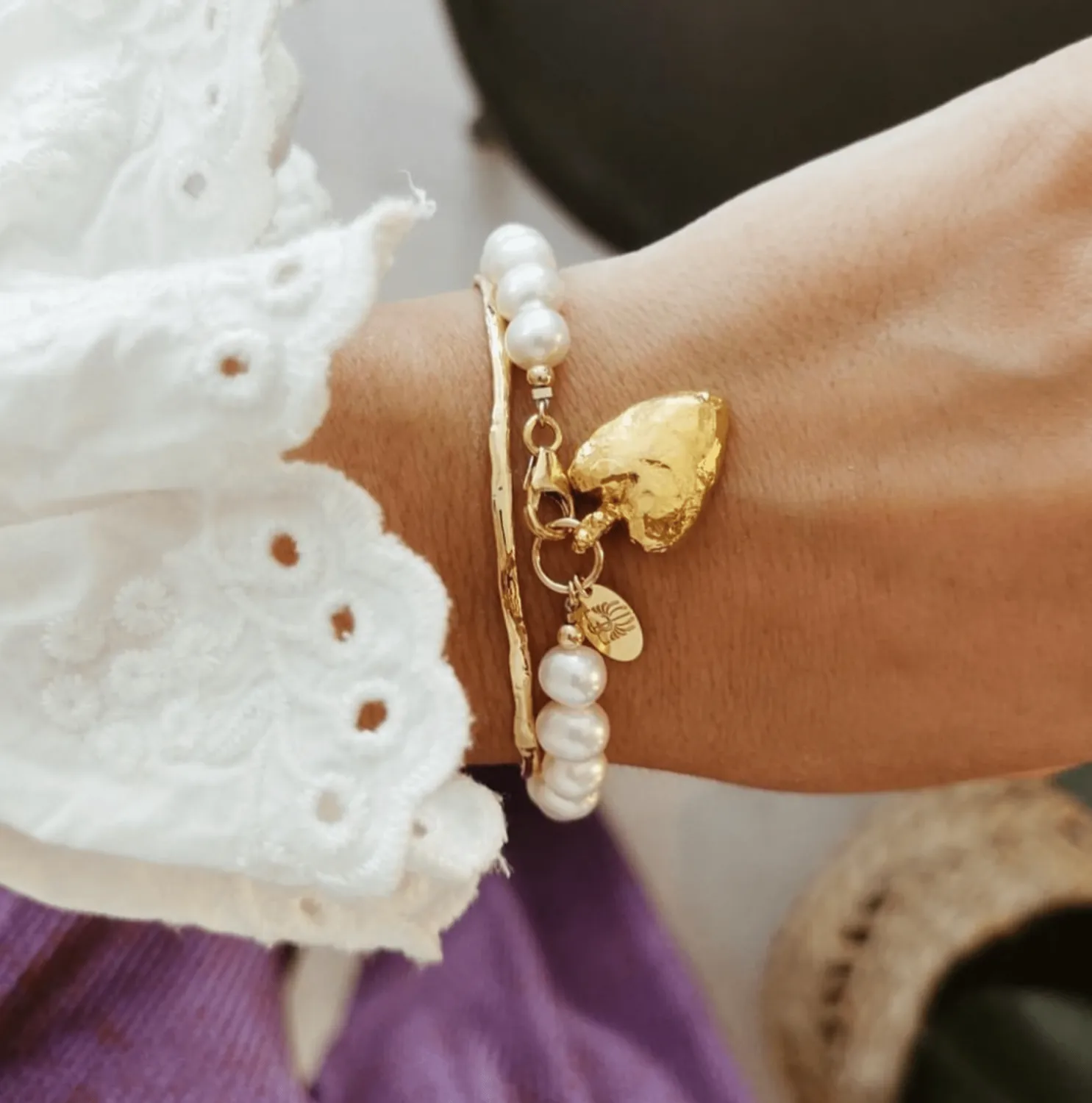 Elise Tsikis Cernassa bracelet perles coeur 18 cm
