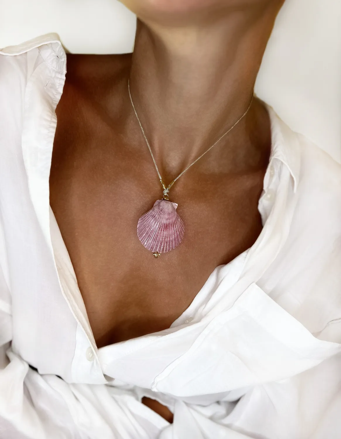 Elise Tsikis Hydra collier coquille rose