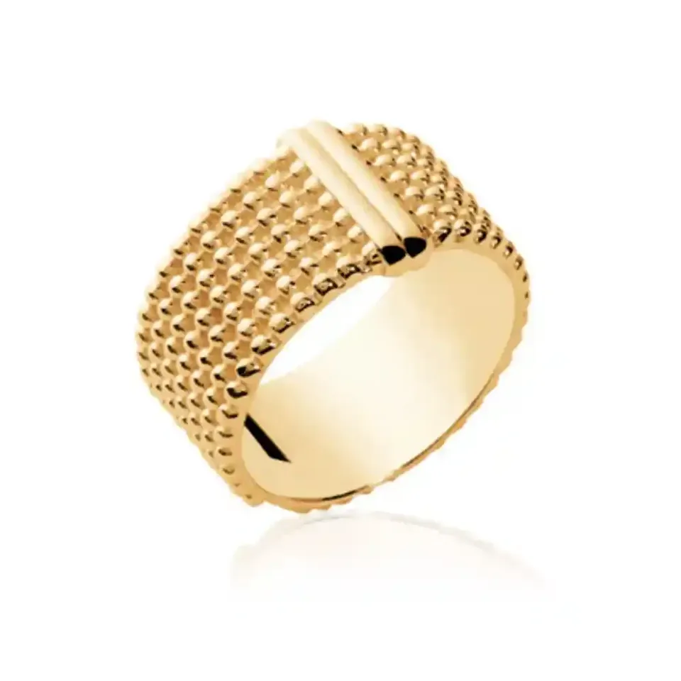 Oriana France bague perlée large plaqué or