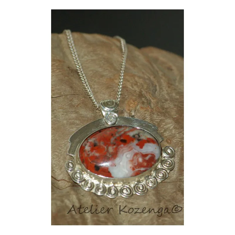 L'Atelier Kozenga Bhanvara pendentif argent jaspe 25x18mm