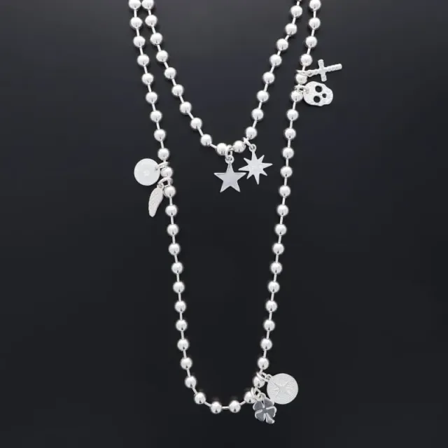 Secret de Cuir N°1032 sautoir perles 3 en 1 plaqué argent