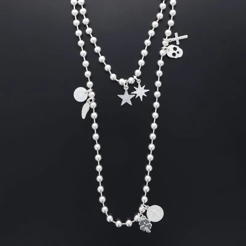 Secret de Cuir N°1032 sautoir perles 3 en 1 plaqué argent