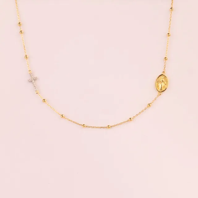Ultima Edizione collier chaîne croix ovale ras-de-cou doré