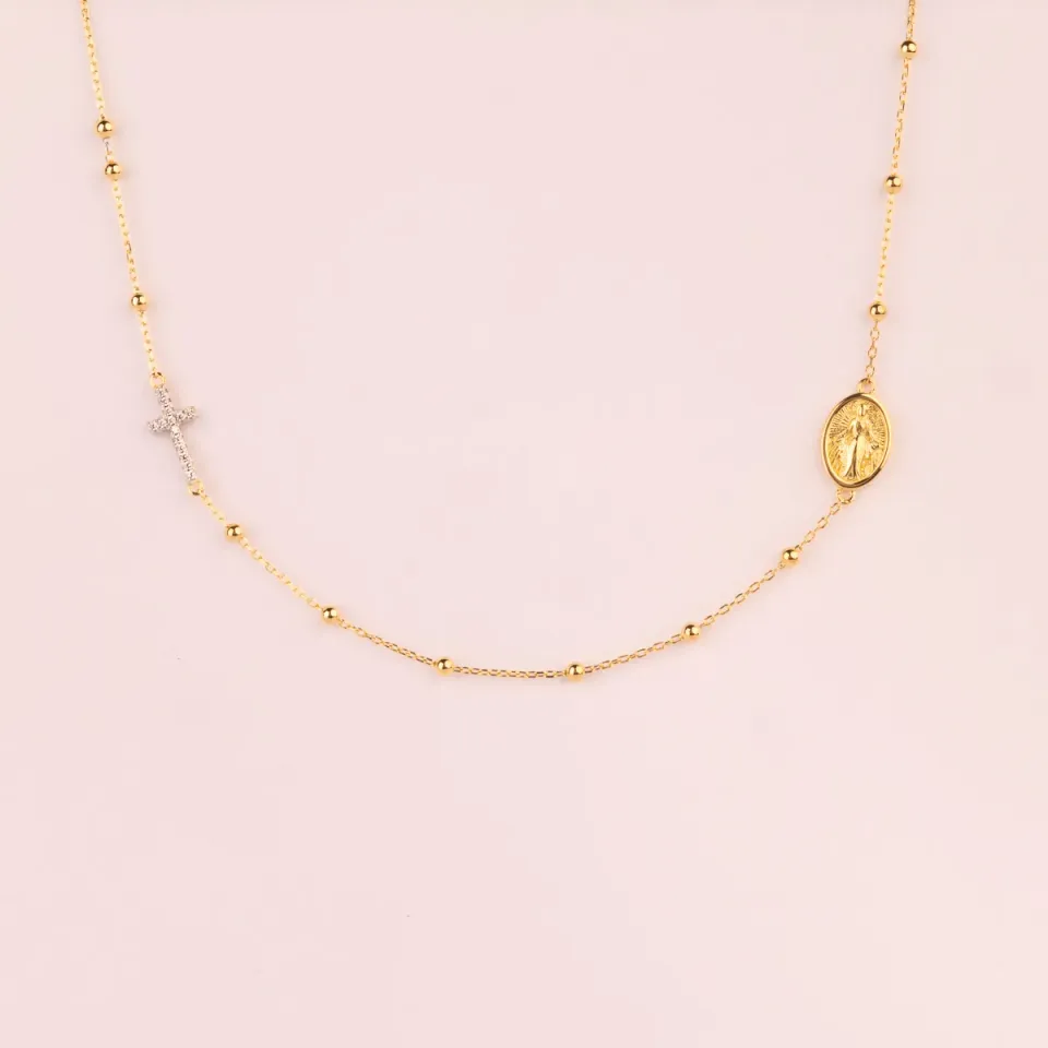 Ultima Edizione collier chaîne croix ovale ras-de-cou doré