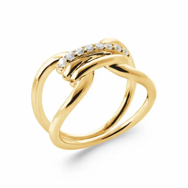Oriana France bague bobine zirconium plaqué or large