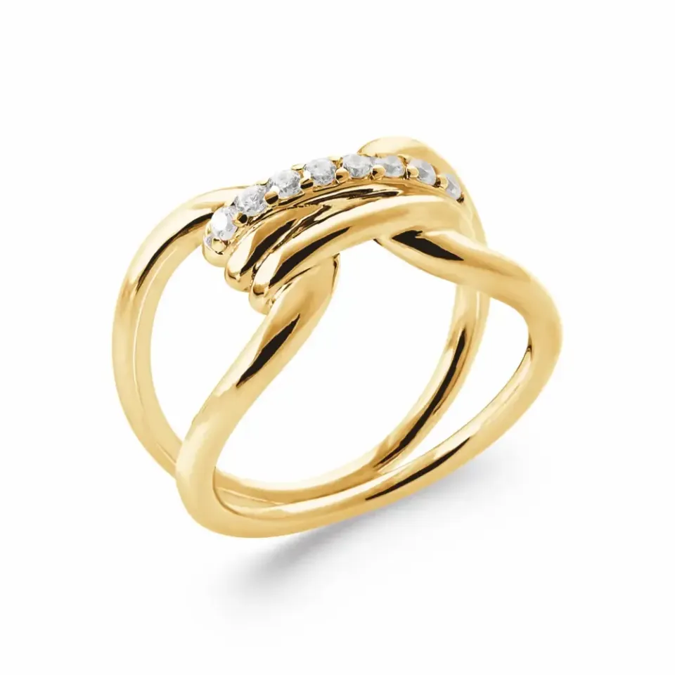 Oriana France bague bobine zirconium plaqué or large