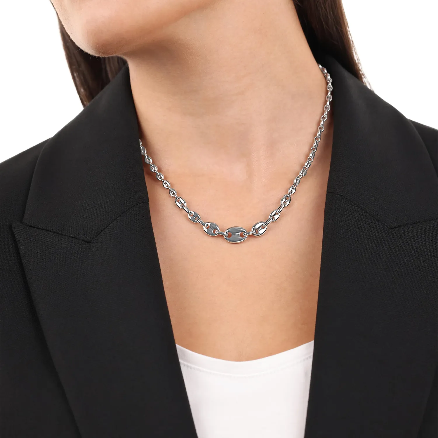 s.Oliver 2034941 collier femme argenté 42+3 cm acier