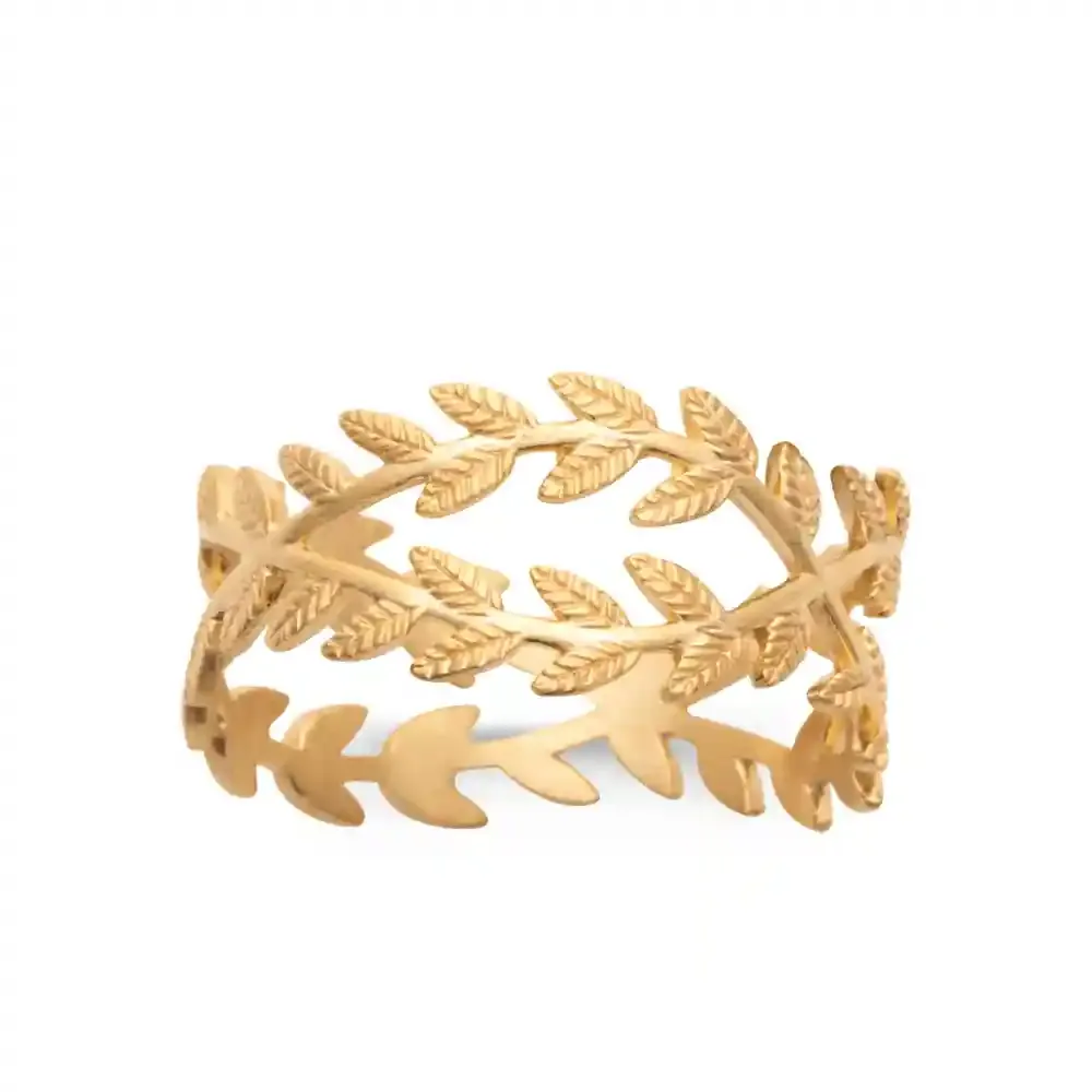 Oriana France bague laurier plaqué or croisée