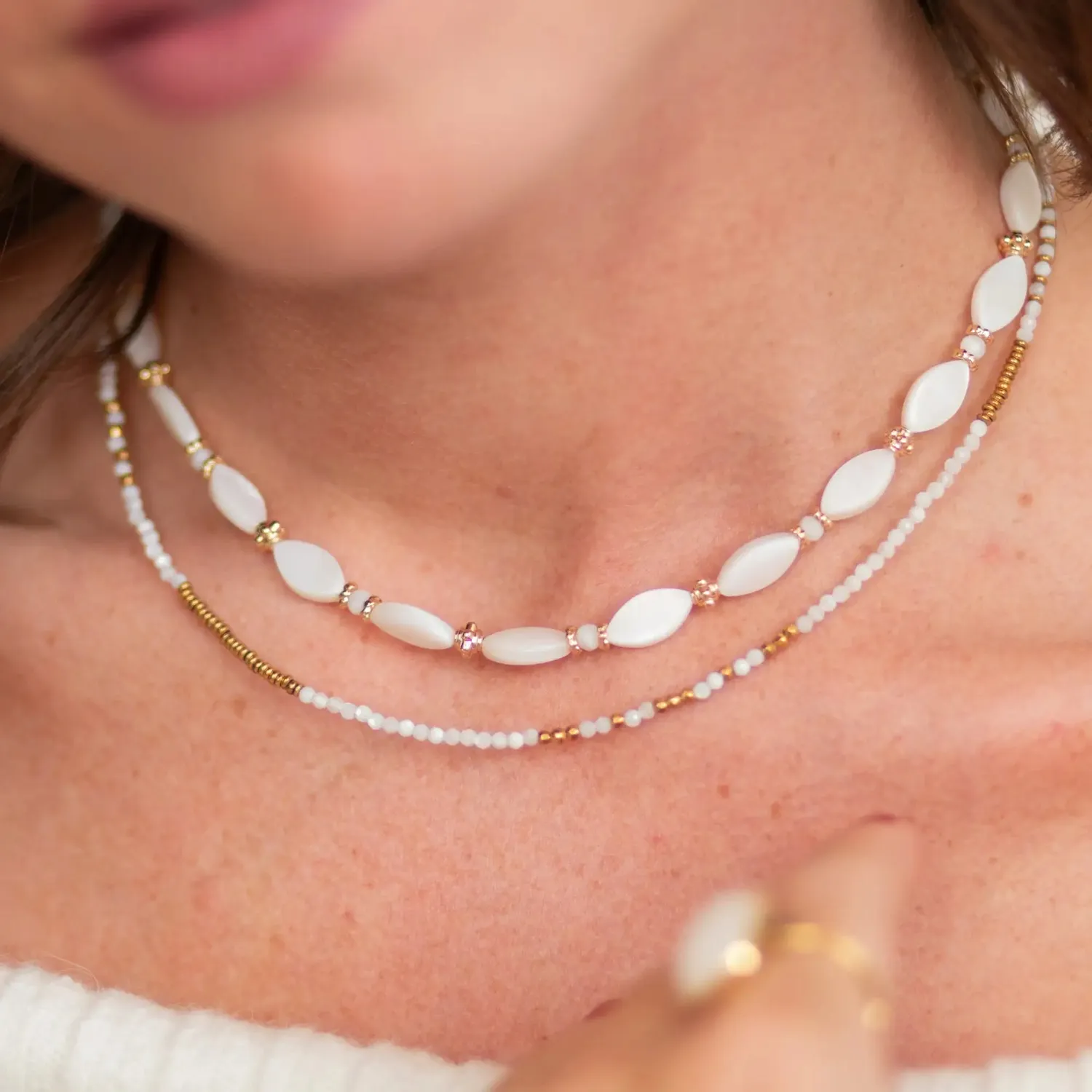 Cloralys Adélia blanc collier agate blanche 36 cm
