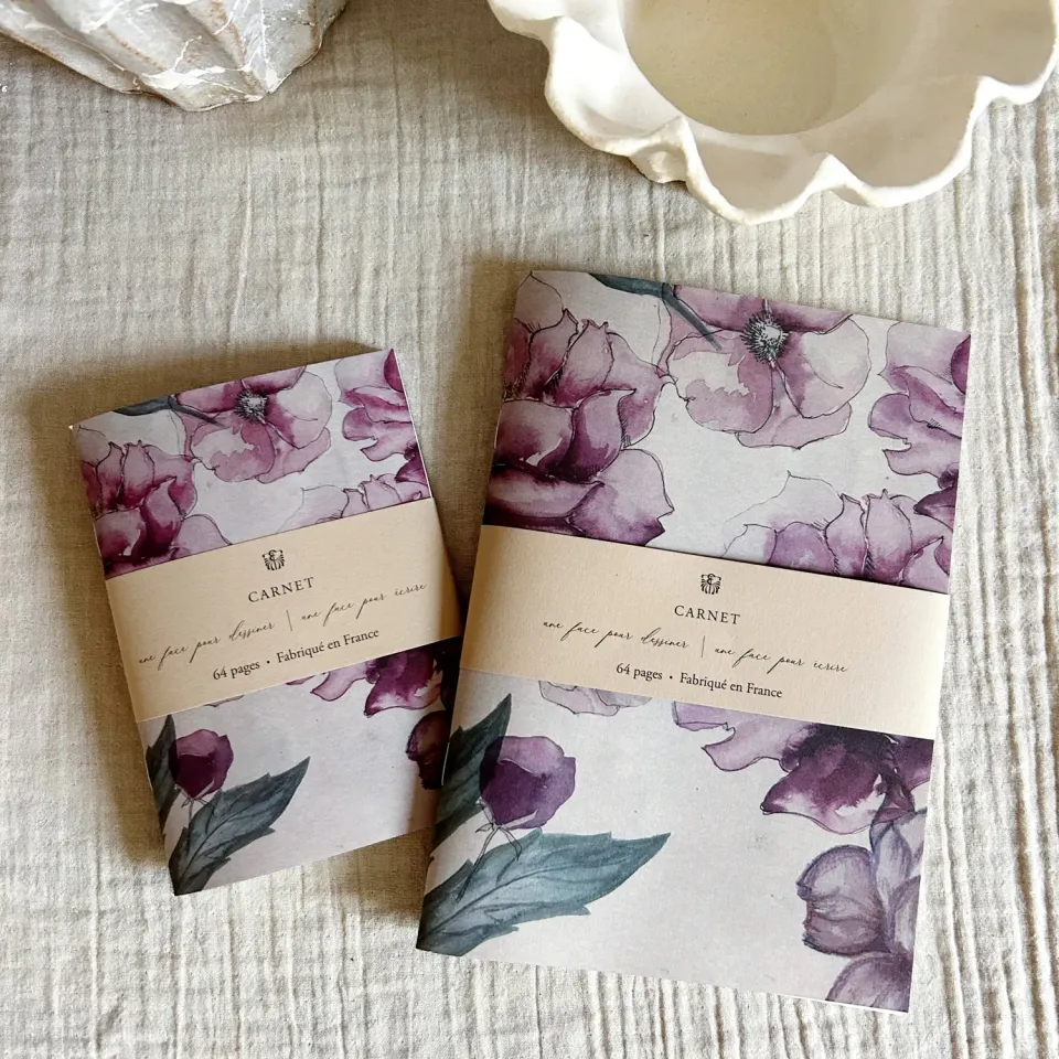 Elise Tsikis Simone duo carnets A5+A6 fleuris lignés