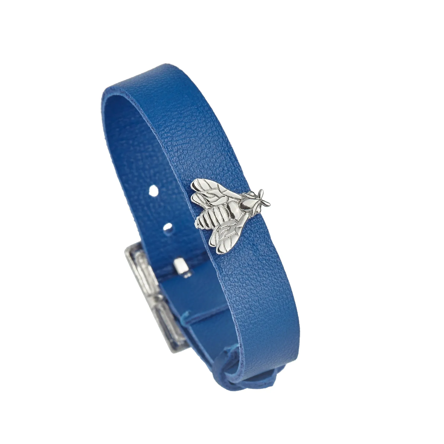 Lorella Tamberi Canal Bee Queen bracelet cuir bleu royal abeille