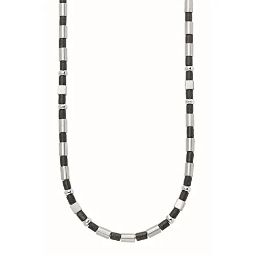 s.Oliver collier homme acier noir bicolore
